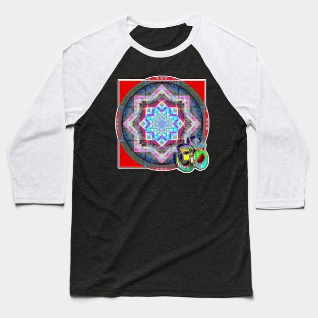 Disk Mandala Green Om Baseball T-Shirt by crunchysqueak